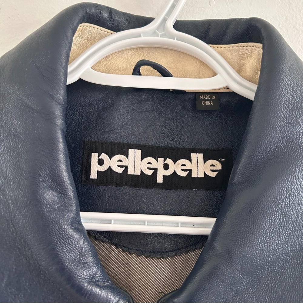 Vintage Pelle Pelle Leather Bomber Jacket with Light Blue Sleeve Panels 90’s - Picture 5 of 9